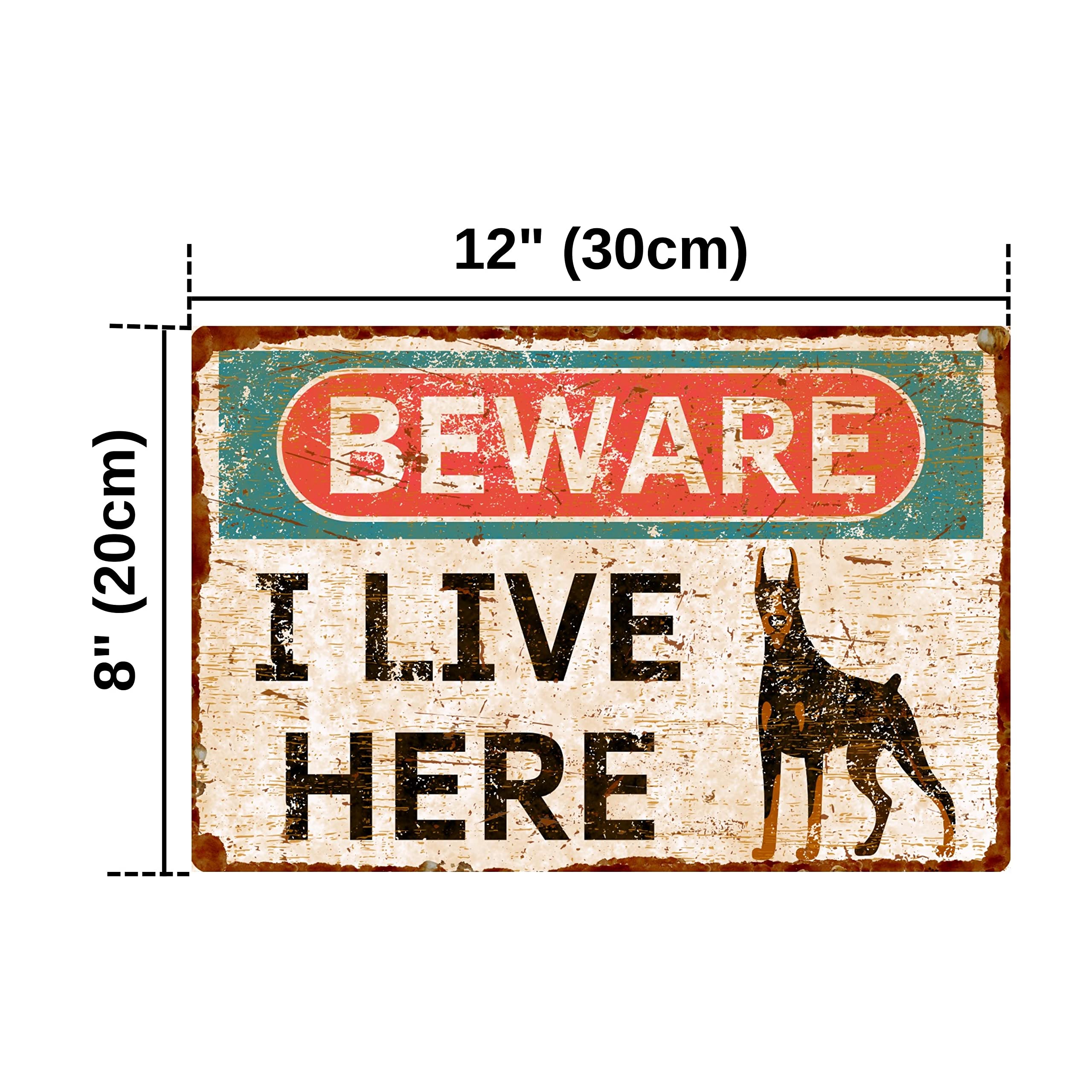 Amazon.com : Beware I Live Here Doberman Sign – 8x12 in Aluminum